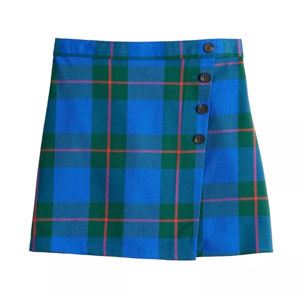 SO Blue and Green Plaid Skirt